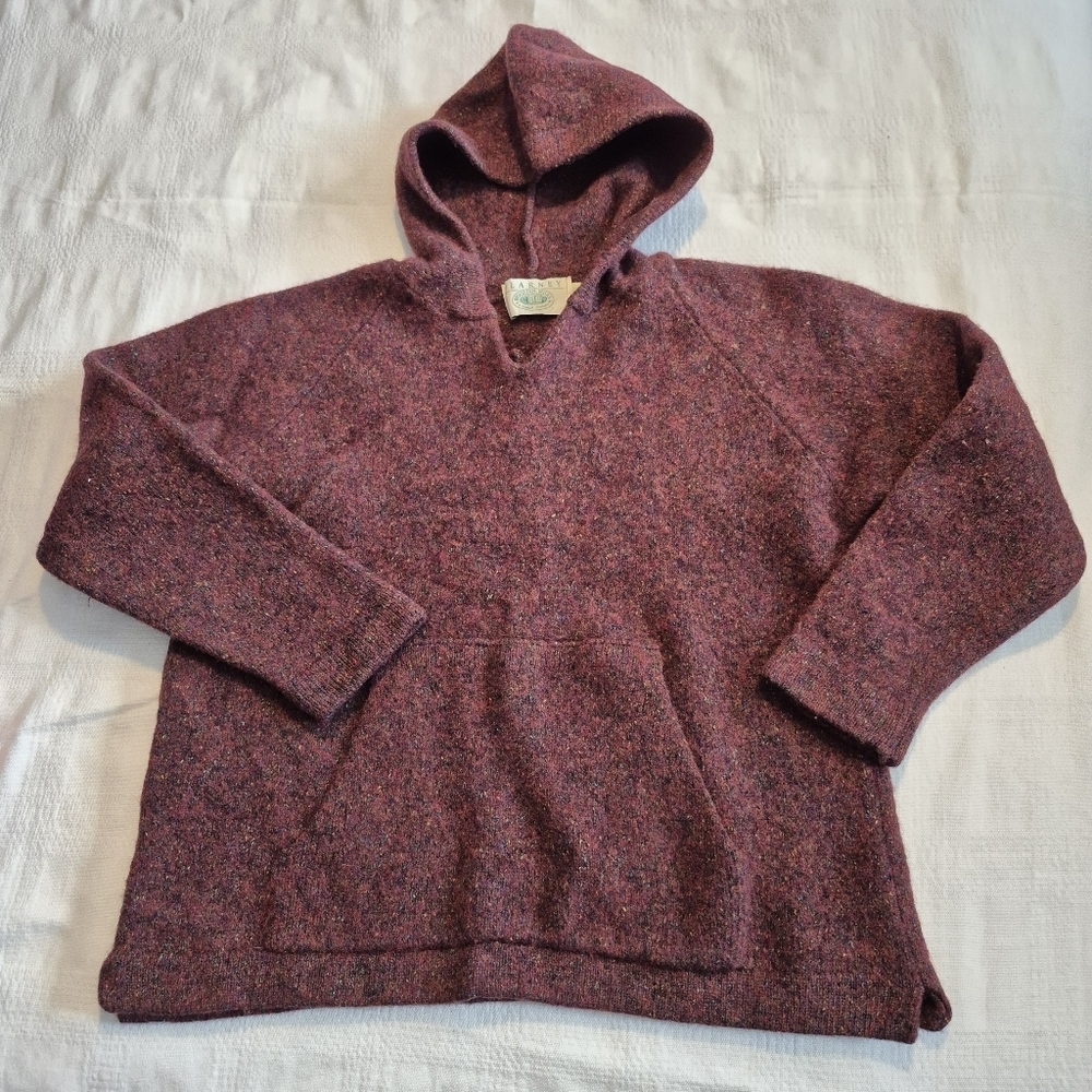 Blarney Woolen Mills girls size Large hooded sweater purple multi color fleck